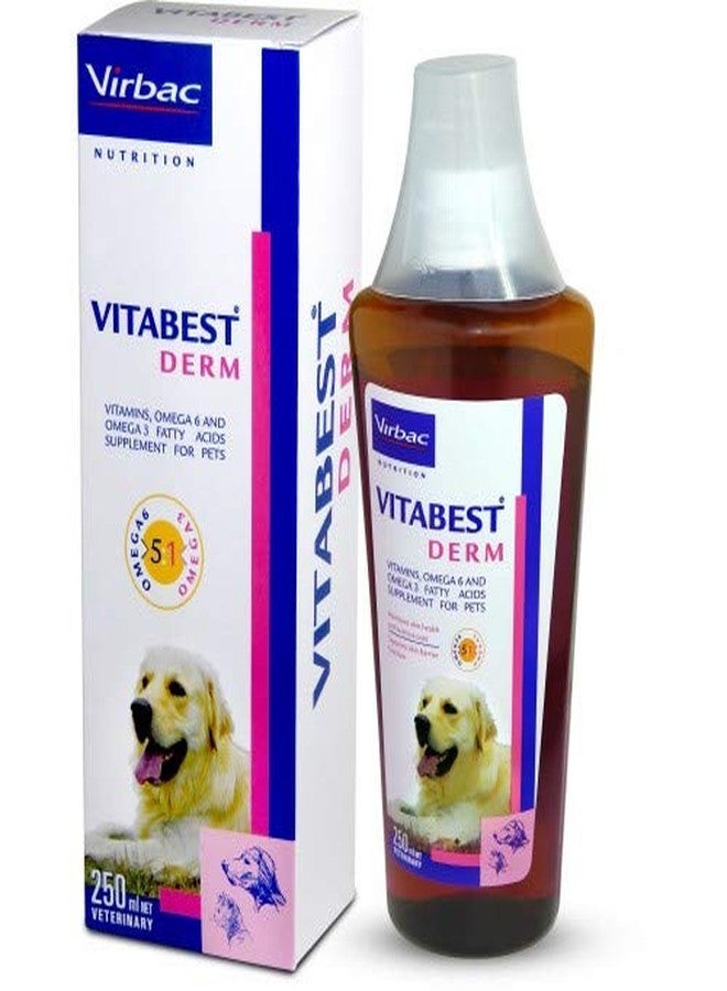 Virbac Vitabest Derm Oral Supplement for Dogs and Cats - 250Ml by Jolly and Cutie Pets, 250 Milliliter, 1 Piece, Liquid